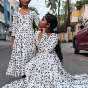 Tamil Script Twinning Elegance Dress